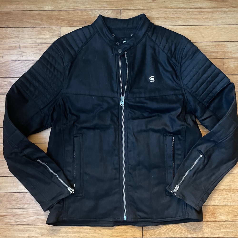 G-Star Men's Black Biker Jacket Large